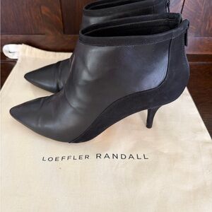 Loeffler Randall Reese Leather & Suede Black Heeled Ankle Boots